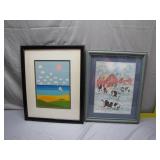 Framed Pictures: Farm Scene and Seascape