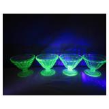 4 Matching Uranium Glass Sherbet Dishes