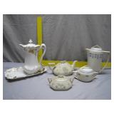 Porcelain Tea and Coffee Set with Gold Trim