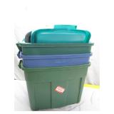 Three Sturdy Storage Totes With Lids