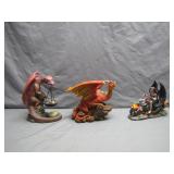 3 Dragon Figurines with Unique Features