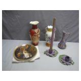 Decorative Vase Trio and Norman Rockwell Plate
