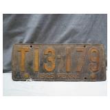 1925 Pennsylvania License Plate