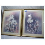2 Framed Heron-Themed Prints