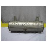 Punched Tin Cylinder Candlebox with Hinged Latch
