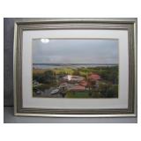 Framed Aerial Photograph of Waterfront Scene