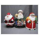 3 Ceramic Santa Cookie Jars