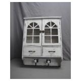 White Two-Door Wall Cabinet With Hooks