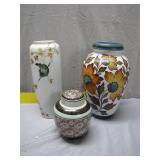 3 Hand-Painted Ceramic Vases