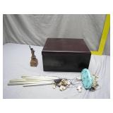 Box With Decor Items and Metal Chimes