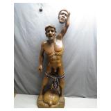 Hand-Carved Tribal Warrior Statue