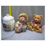 Ceramic Bear Figurines and Cookie Jar Set