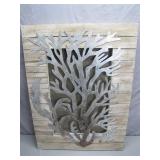 Wood and Metal Wall Art with Coral Design