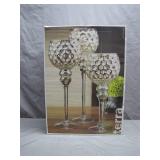 3 Honeycomb Glass Candle Holders