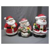 Three Santa Cookie Jars