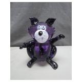 Purple Handblown Glass Cat Figurine