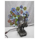 Peacock Lamp With Stained-Glass Feathers