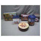 6 Decorative Tin Containers