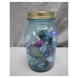 Ball Mason Jar of Glass Gems and Stones