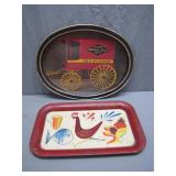 Two Decorative Metal Serving Trays