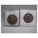1942 Walking Liberty Half Dollar & Sacagawea Coin