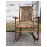 Traditional Wooden Rocking Chair With Woven Seat