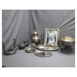 Silver Plate Tea Set With Frame and Bowls