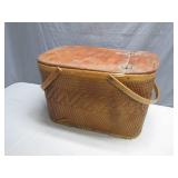 Handcrafted Basket with Hinged Wooden Lid