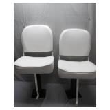 White Swivel Boat Seats on Pedestals