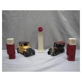 Cast Iron Cars with Coca-Cola Pumps