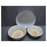 White Enamel Bowls with Patina