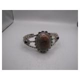 Sterling Silver Stone Bangle Bracelet