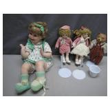 4 Collectible Dolls and Accessories