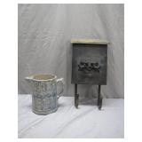 Decorative Metal Box and Speckled Pitcher