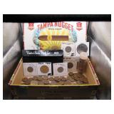 Cigar Box of Vntg US Coins & Currency