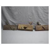 Three Wooden Molding Planes