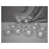 Clear Glass Bowls and Wine Glasses