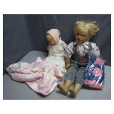Doll Duo with Clothes and Blanket