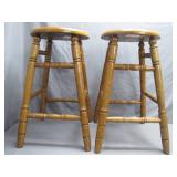 Wooden Turned-Leg Bar Stools