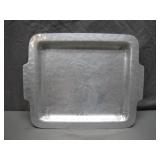 Aluminum Serving Tray With Oak Leaf Design