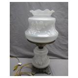 Frosted Glass Electric Table Lamp with Floral...
