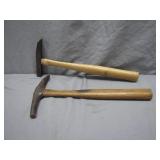 Two Vintage Wooden Handle Hammers