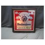 Illuminated Budweiser Wall Clock with Brass Team