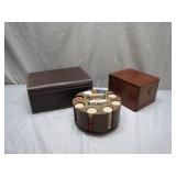 Poker Set & 2 Wooden Boxes w/ Accessories