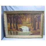 Framed Forest Scene Oil Painting by Locke Wallace
