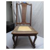 Wooden Rocking Chair With Upholstered Seat