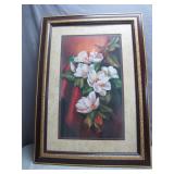 Framed Floral Artwork Signed by Artist