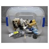 Plastic Bin of Mixed Hardware Supplies
