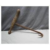 19th-Century Wooden Handle Hay Hook
