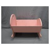 Handcrafted Wooden Pink Doll Cradle